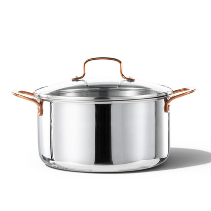 CAROTE 8 Qt Tri-Ply Stainless Steel Stockpot, Non-Toxic Stock Pot with Lid, Soup Pot for Pasta, Even Heating, Oven Safe, Induction, Ceramic and Gas Cooktops Compatible, Sliver