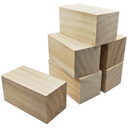 MUXGOA 6 Pcs Wood Blocks for Carving,4x2x2Inch Unfinished Whittling Blocks Rectangular Wooden Cubes for Crafts Making & DIY Projects & Decor