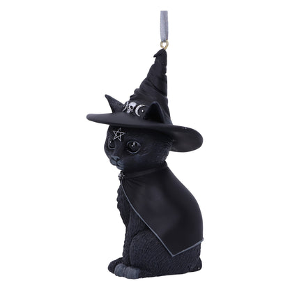 Nemesis Now Cult Cuties Purrah Hanging Ornament 11.5cm, Resin, Black, Scarily Adorable Bewitching Cat Hanging Ornament, Witch Cat, Cast in The Finest Resin, Expertly Hand-Painted