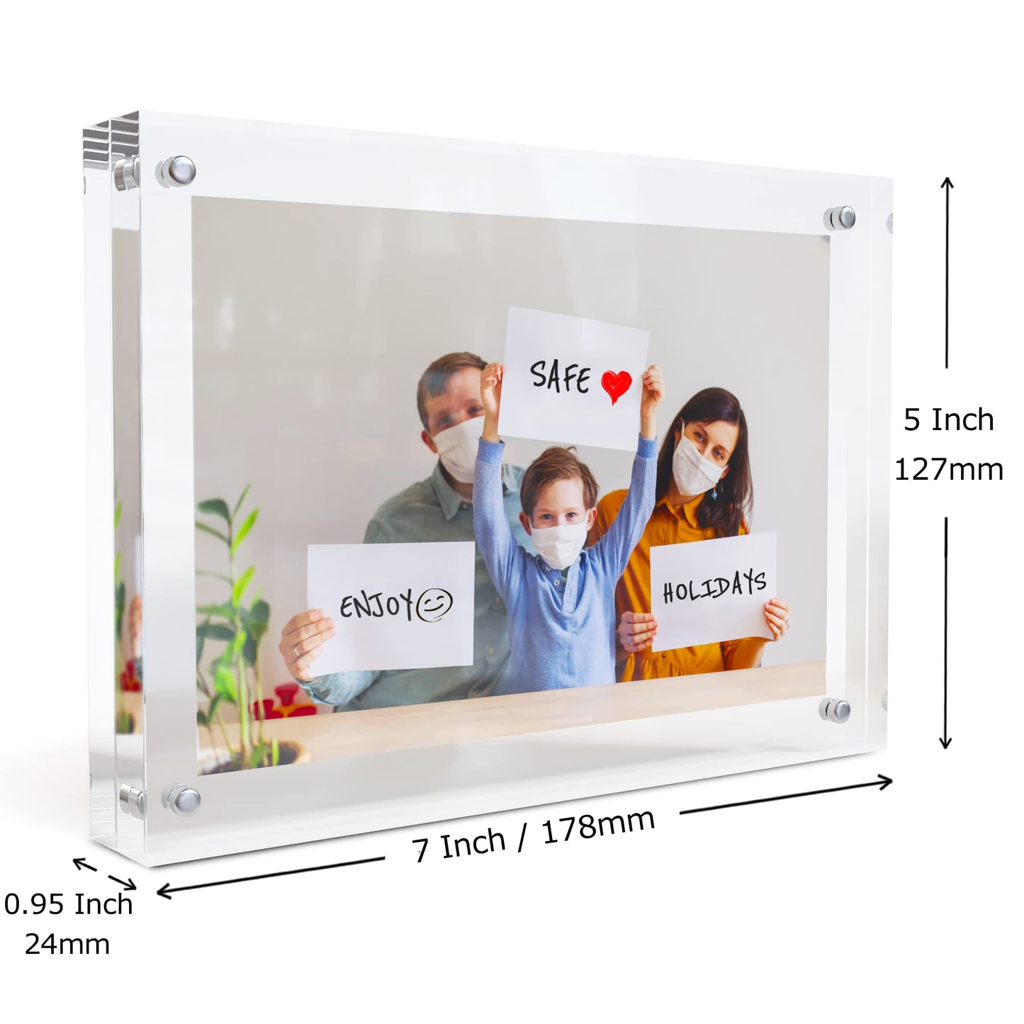 MIRA-K | Crystal Memories | Acrylic Picture Frame 5x7 with Magnetic Closure | Lucite Photo Frame for Tabletop | Decorative Display for Tickets, Postcards and Awards