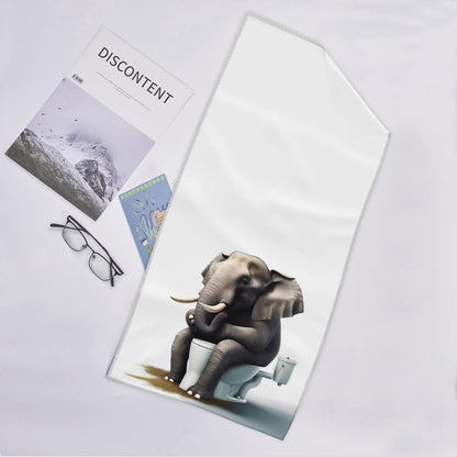 Funny Elephant Sitting on The Toilet Soft Fingertip Towels, Hand Towel, Dish Towel for Bathroom, 12 x 27.5 inch