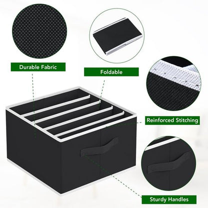 Homsorout Drawer Organizer - Foldable Fabric Clothes Storage Bins with Handles | 2-Pack, Black