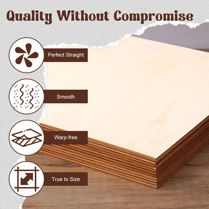 Philorn Basswood Sheets 12" x 8" x 1/10 Inch, 12 Pack Plywood Sheets 2.5mm Unfinished for Laser Cutting and Engraving, Crafts, Architectural Models Making, Wood Burning, Staining