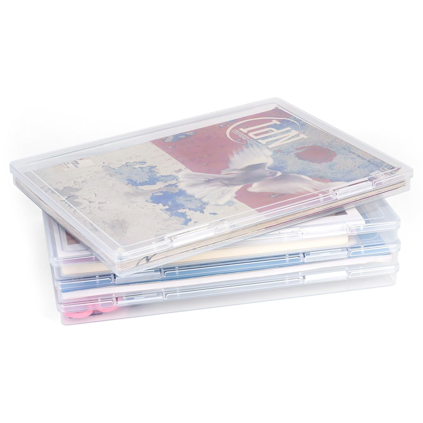 FUIJOL Photo Storage Box 11.5x8.5 Inch, 4 Pcs Portable Board Game Storage Container, A4 Paper Storage Box, Craft and File Organizer for Home/Office (8.5 * 11.5inch-4pcs)