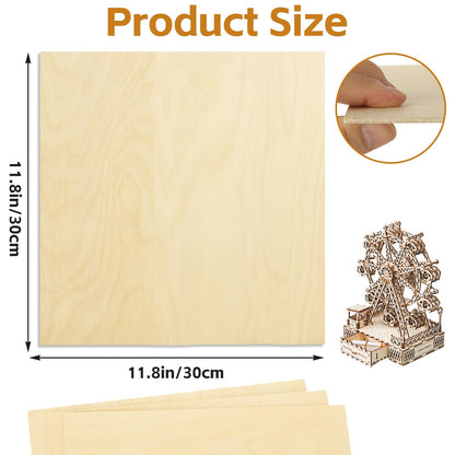 25Pcs 12 x 12 x 1/8 Inch Baltic Birch Plywood Sheets 3mm Unfinished Plywood Sheet for Arts and Crafts, Painting, Pyrography, Wood Engraving, Wood Burning, Laser, Architectural Models