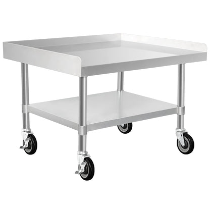 HARDURA Stainless Steel Equipment Work Stand 30" x 36" Prep Table with Under Shelf and Caster for Commercial & Workplace, Home, Hotel, Garage