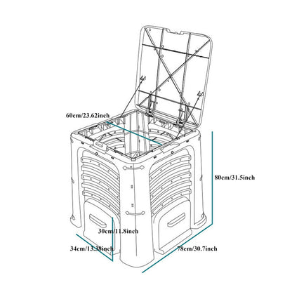 Kitchen Compost Bin, Compost Bin, 105 Gallon (400 L) Large Outdoor Composting Box with Top Flip Lid and 4 Bottom Exit Door, BPA Free Material, Grass Food Trash Can Composter Barrel for Garden Yard, Ea