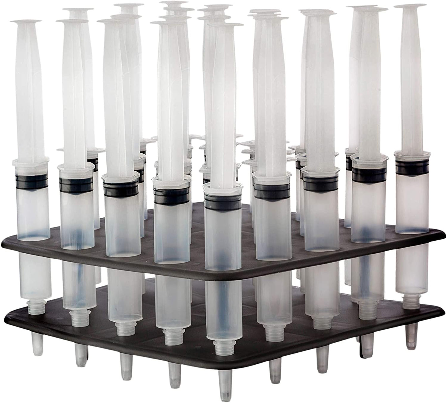 25 Pack (1oz) Jello Shot Syringes Combo with Tray/Racking Stand for Holiday Party Supplies