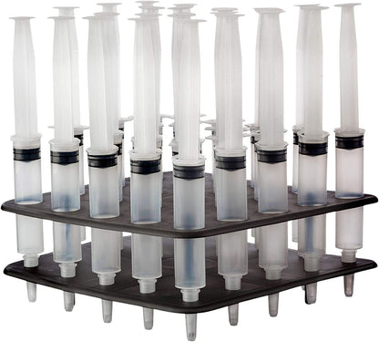25 Pack (1oz) Jello Shot Syringes Combo with Tray/Racking Stand for Holiday Party Supplies