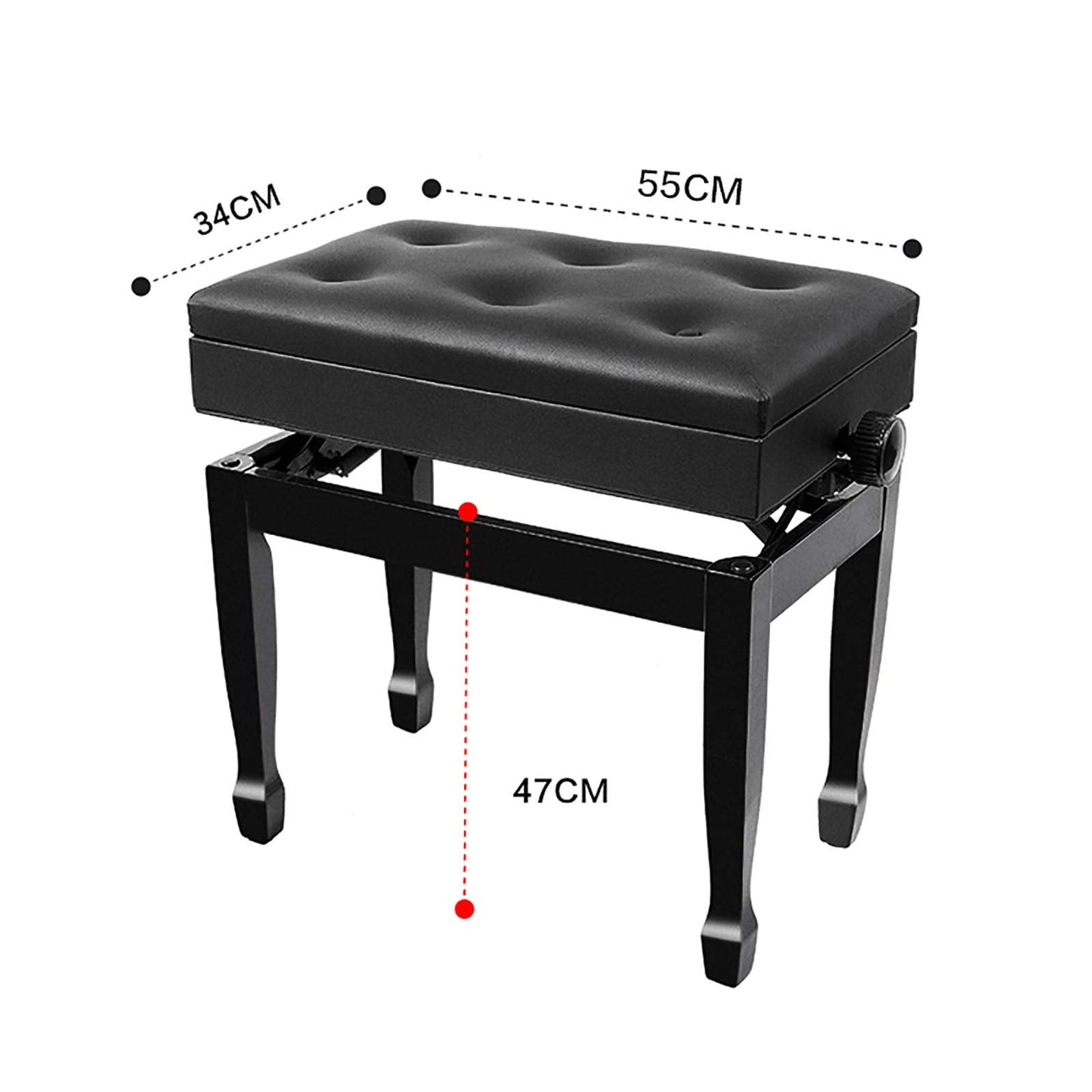 JDXQBLD Luxury Ergonomic Wooden Piano Bench with Soft Leather Seat and Book Storage Compartment Sturdy and Durable Piano Stool