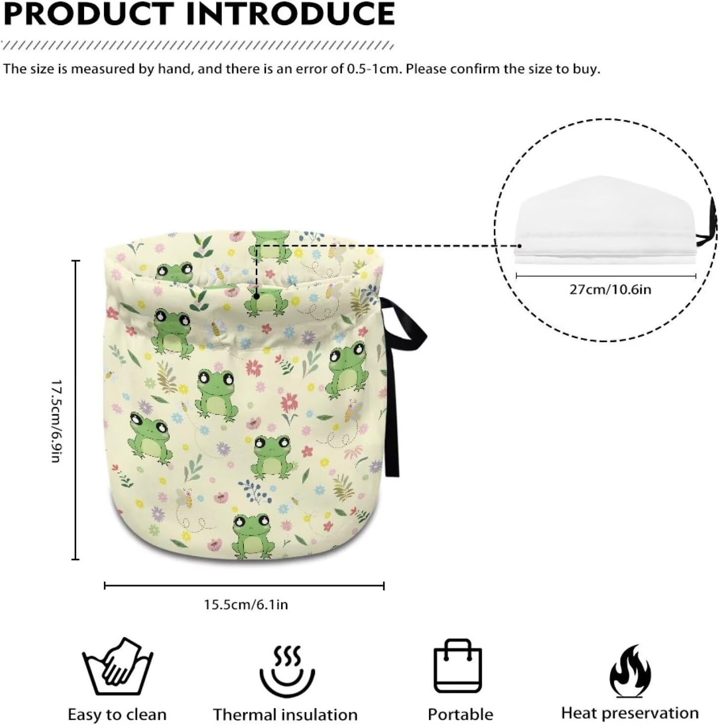 Cartoon Frog Tea Pot Cozies with Adjustable Drawstring, Dustproof Kettle Cover for Breakfast Pots, Machine Washable