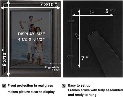 LaVie Home 5x7 Picture Frames - Rustic Wood Grain Photo Frame Set (3 Pack, Assorted Colors)