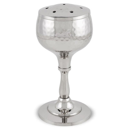 Zion Judaica Elegant Shabbos Havdalah Set Gift Boxed Hammered Metal High Polished Includes Kiddush Cup 5.5 oz Wine Goblet Tray Braided Havdualah Candle Holder Besamim Spice Box End of Shabbat Gift Set