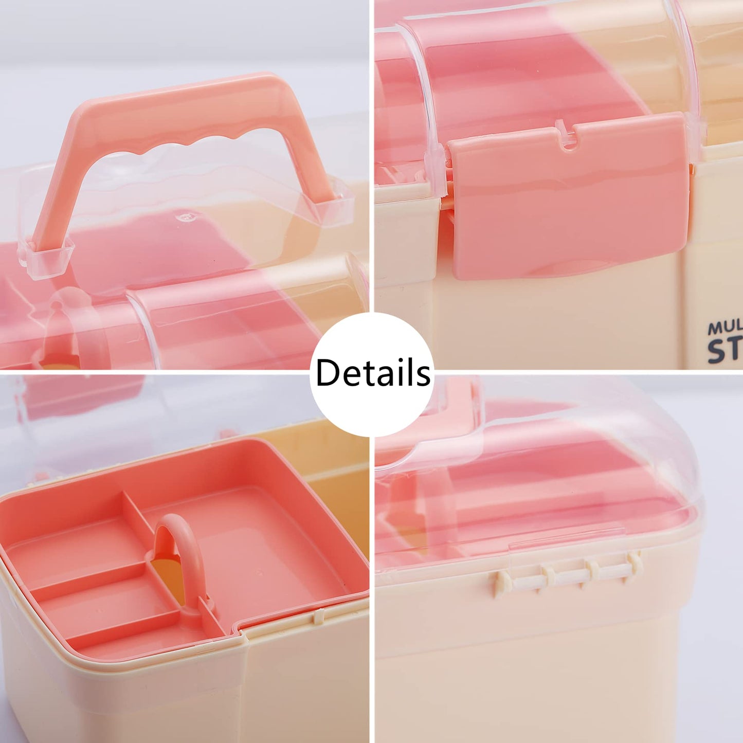 Kinsorcai 11'' Plastic Storage Box with Removable Tray, Multipurpose Organizer for Sewing, Art & Craft, Cosmetic (White)
