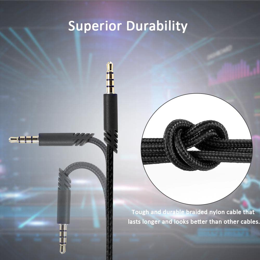 QJYTH Replacement A40 Cord Compatible with Astro A40 Headset, A40 Inline Mute Audio Cable for Astro A10/A40/A40TR Gaming Headset,Compatible with PS5/PS4 Controller(6.5 Feet, Black)