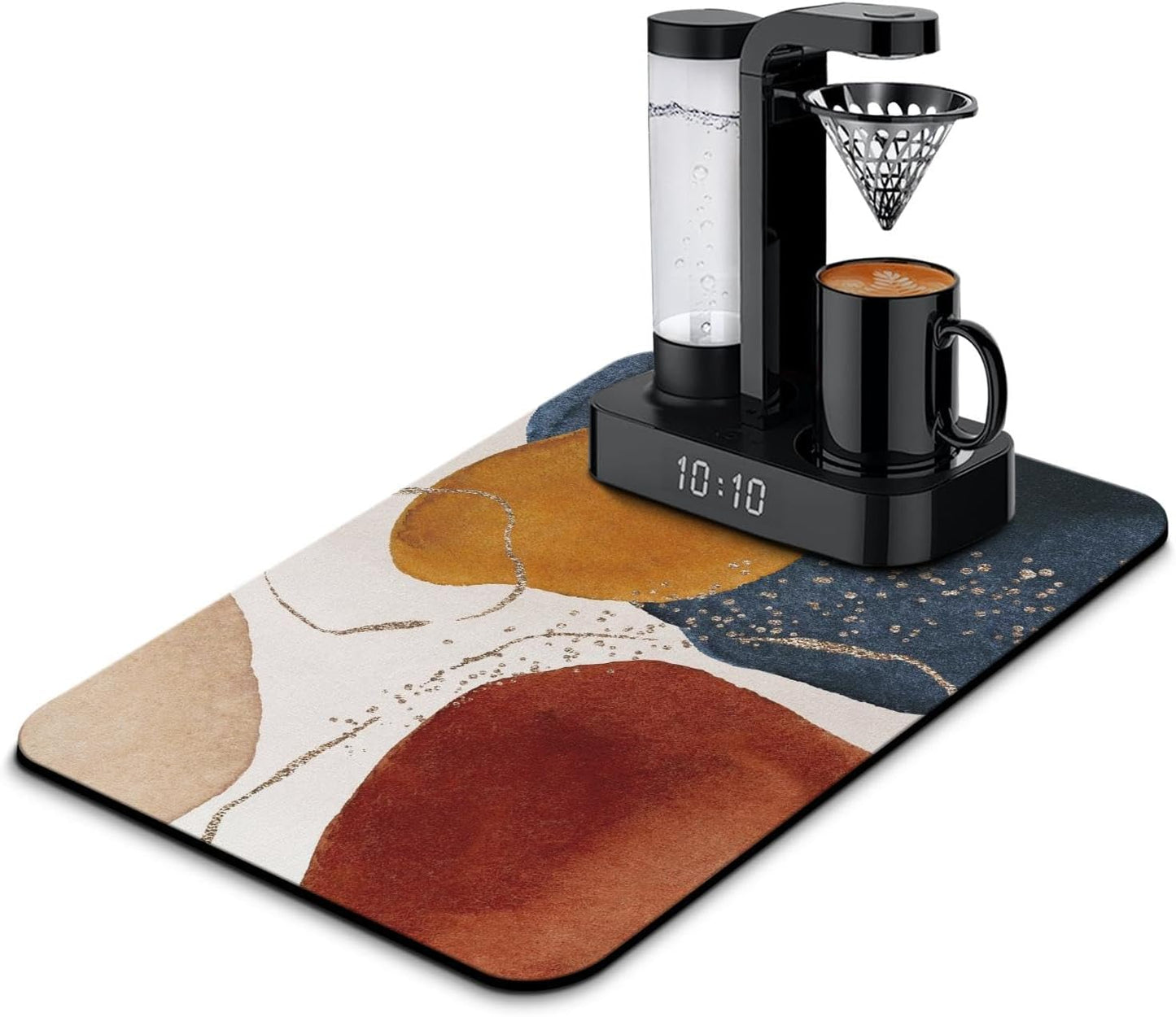 Coffee Bar Mat Rubber Dish Drying Mat for Kitchen Counter, Decorative Coffee Shop Accessories 23.5x15.5in