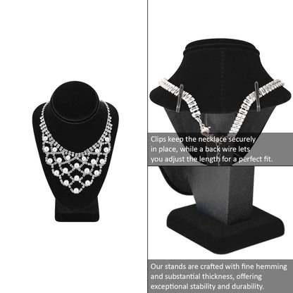 MOOCA 9 Pcs Jewelry Display Set, Necklace Display Bust, Earring Organizer, Ring Holder Stand for Showcase and Store, Black Velvet