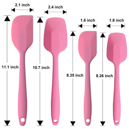 Silicone Spatulas Set, Rubber Spoon Spatula Heat Resistant Spoonula One Piece Design Seamless Spatula Non-Stick Scrapers Baking Mixing Tool (Pink)
