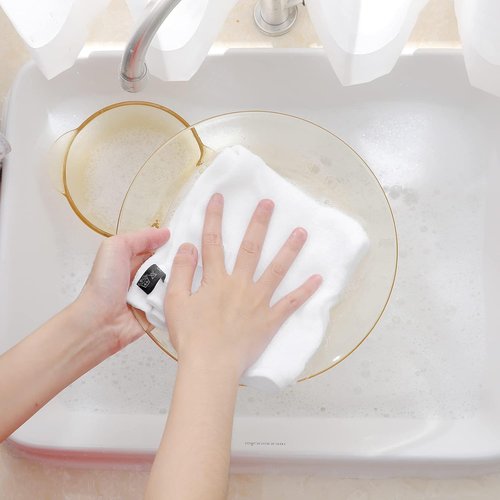 Homaxy 100% Cotton Dish Cloths - Ultra Soft, Absorbent & Quick Drying | 12x12 Inches, 24-Pack, White