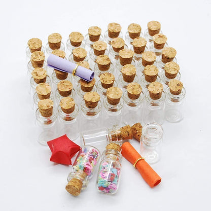Qixivcom 120 Pcs 0.5ml Mini Cork Bottles Vials Clear Small Glass Bottles Tiny Jars with Corks Miniature Glass Bottle Charm Kit Gifts DIY Decoration Wishing Bottles Eye Screws for Pendant Arts Crafts Wedding Party Favors