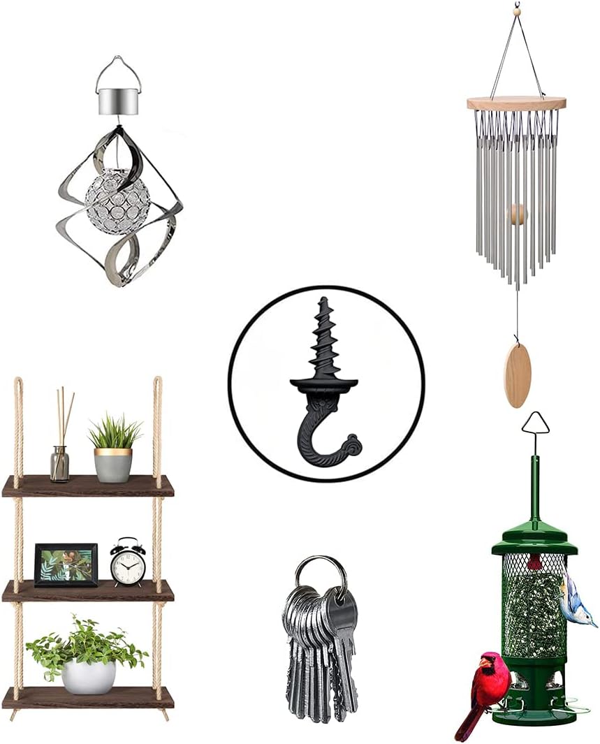 OBSTKUCHEN 6 Pack, Heavy Duty Ceiling & Wall Mount Hangers, Swag Style Drill-in Hooks for Hanging Plants, Chandeliers