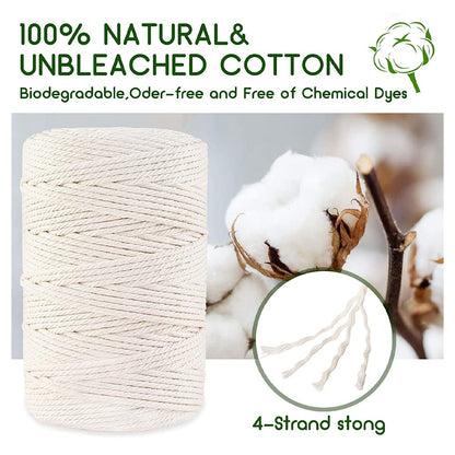 Macrame Cotton Cord, 4 Ply Twisted Macrame Yarn, Natural Cotton Cord Perfect Macrame Supplies for Macrame Plant Hangers DIY Crafts (Purple, 5mm*109Yards)