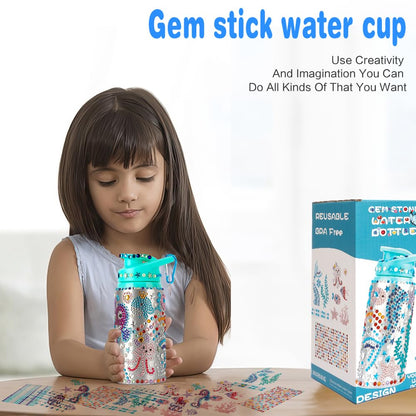 Graduation Gift for Kids, Decorate Your Own Water Bottle Kits for Girls Age 4 5 6 7 8 9 10-12 Year Old Girl Gifts, Mermaid Gem Diamond Painting DIY Arts and Crafts Gifts for Birthday Party Favors