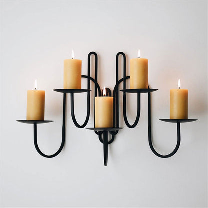 cfycfy987 Candelabra European Light Luxury Iron Wall-Mounted Candlestick Simple Living Room Porch Corridor Candle Holder Candle Sticks Holder