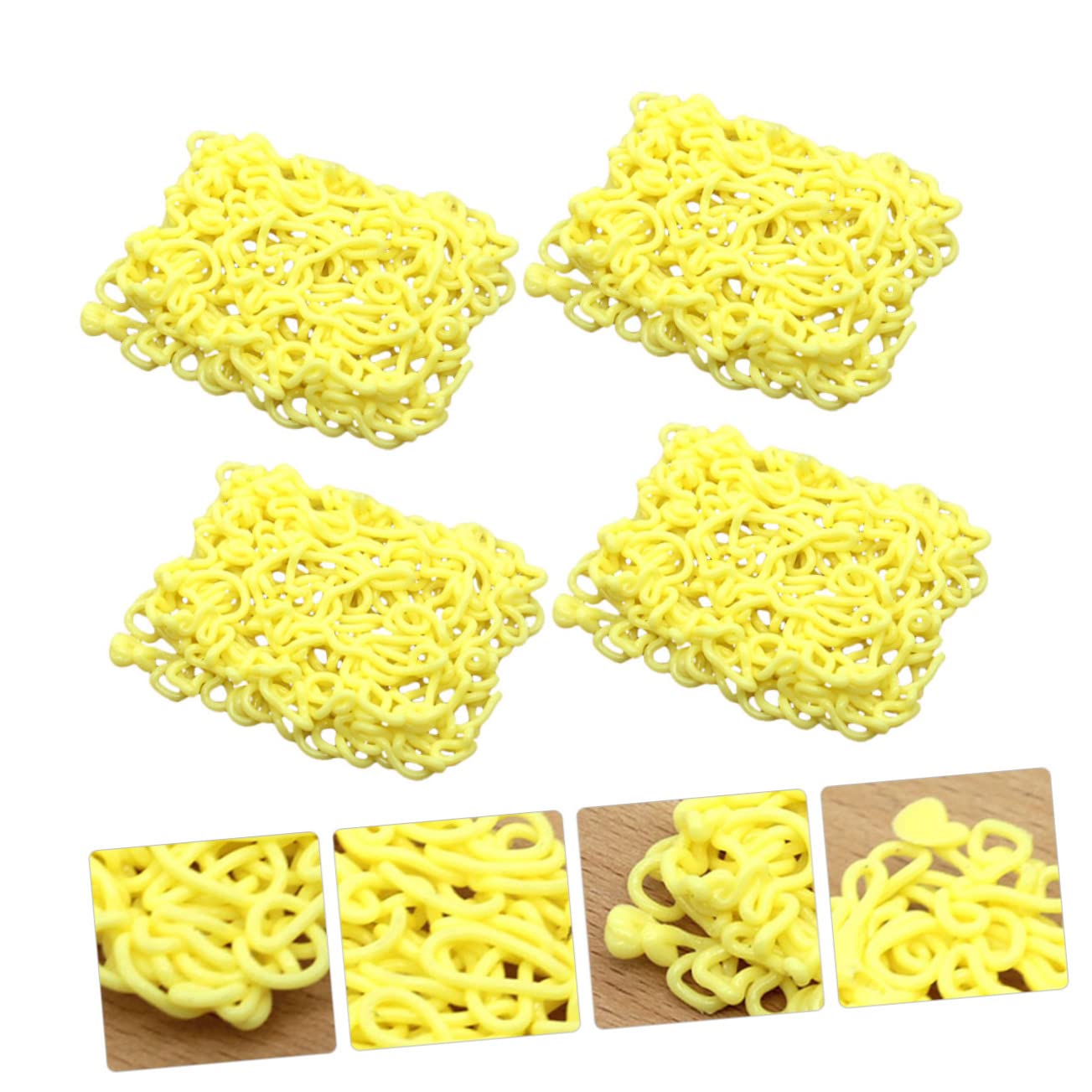 Toddmomy 4Pcs Realistic Miniature Ramen Fake Noodles Silicone Dollhouse Food Play Food Props for Photography Party Decor