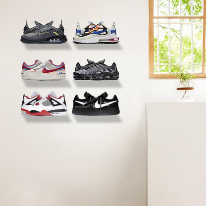 6 PCS Acrylic Floating Shoe Rack Wall Mount Display Shoe Rack Transparent Storage Rack for Home Use Sneaker Display
