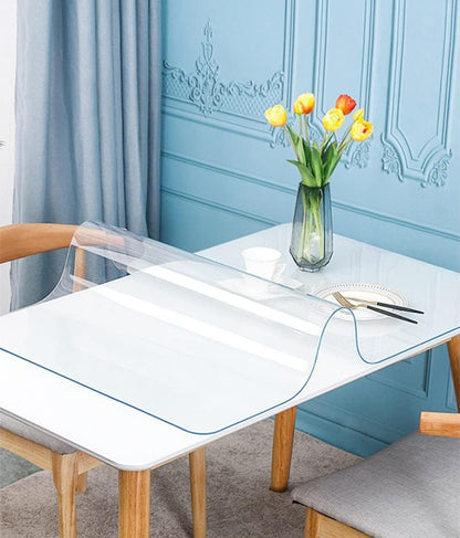 VeeCano 48X48 Inch 1.5mm Clear Plastic Table Cover Protector Dining Room Tablecloth Clear Table Pad Heat Resistant