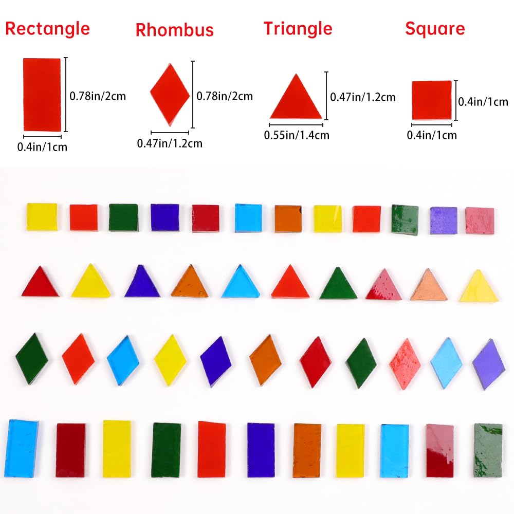 Mosaic Tile Stained Glass 4 Mixed Shapes Mosaics Tiles Pieces for DIY Crafts Suppliers, Tiffany Lamps Candles Photo Frame (Transparent)