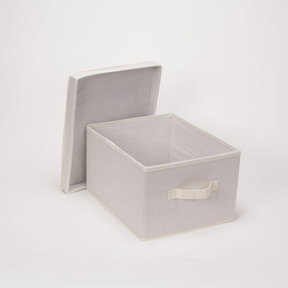 Household Essentials 113 Large Storage Box with Lid and Handle - Natural Beige Canvas