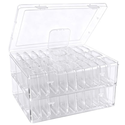 Btnoro Bead Organizer Box, 60 Pcs Small Clear Plastic Storage Containers with Hinged Lid, Mini Craft Boxes for Beads, Jewelry Making, Diamond Painting, Nail Art, Screws and Small Parts Organization