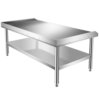 Stainless Steel Equipment Stand with Undershelf, NSF Commercial Prep & Work Table with Rear and Side Risers, Heavy Duty Grill for Kitchen, Bar, Restaurant, Home and Hotel,60x30x24"
