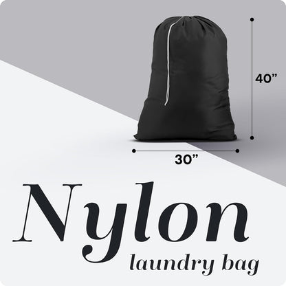 Nylon XL Laundry Bag, Black, Large Capacity with Locking Drawstring, Fits 2 Loads of Clothes (30" x 40")