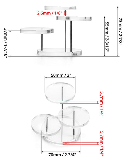 QWORK Mini 3-Tier Clear Acrylic Display Risers – Small Jewelry & Figurine Stand for Home, Storefront & Exhibits, 4 Pack