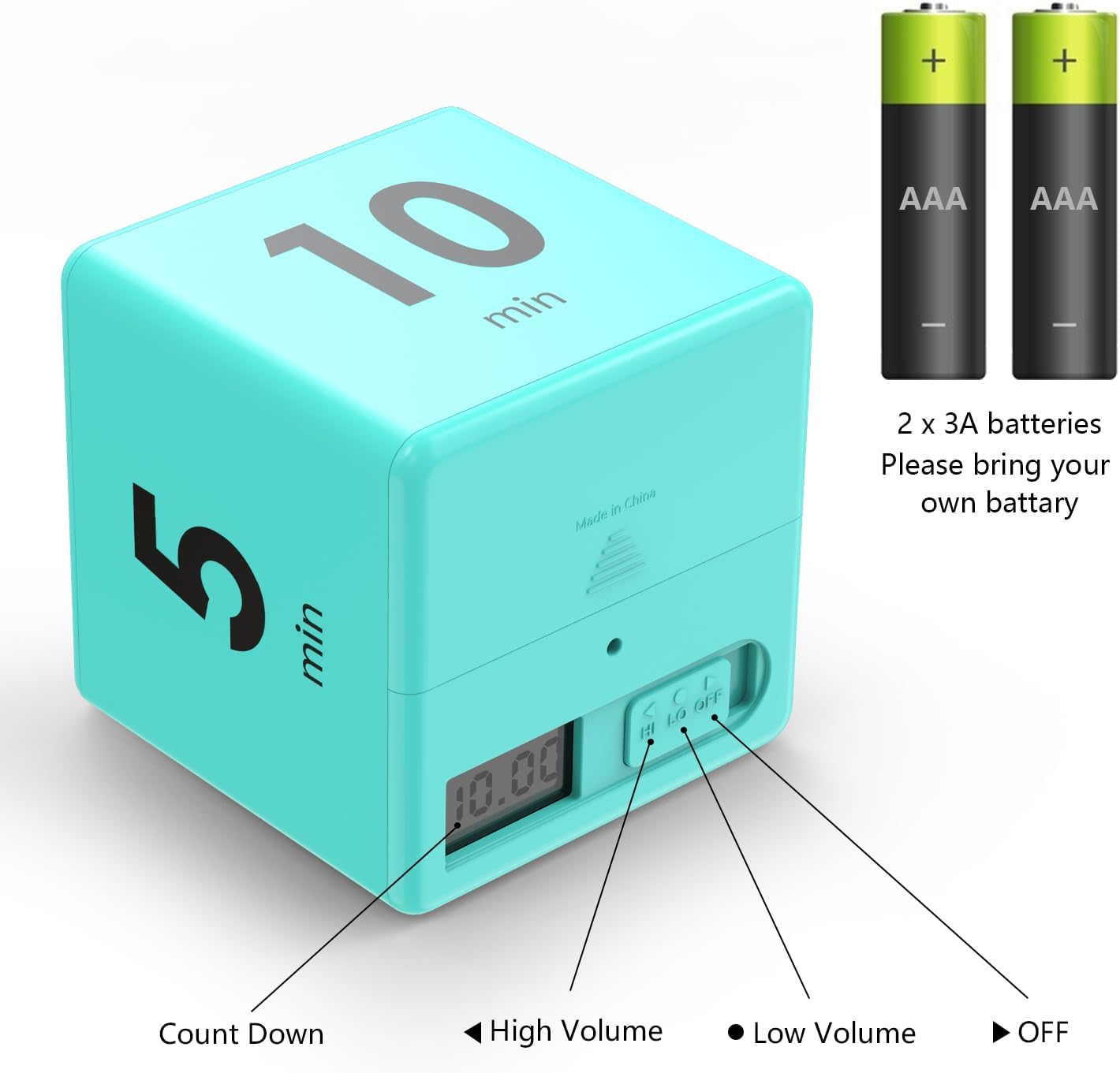 Cube Timer, Pretmess Gravity Flip Kitchen Timer for Time Management and Countdown (Mint)
