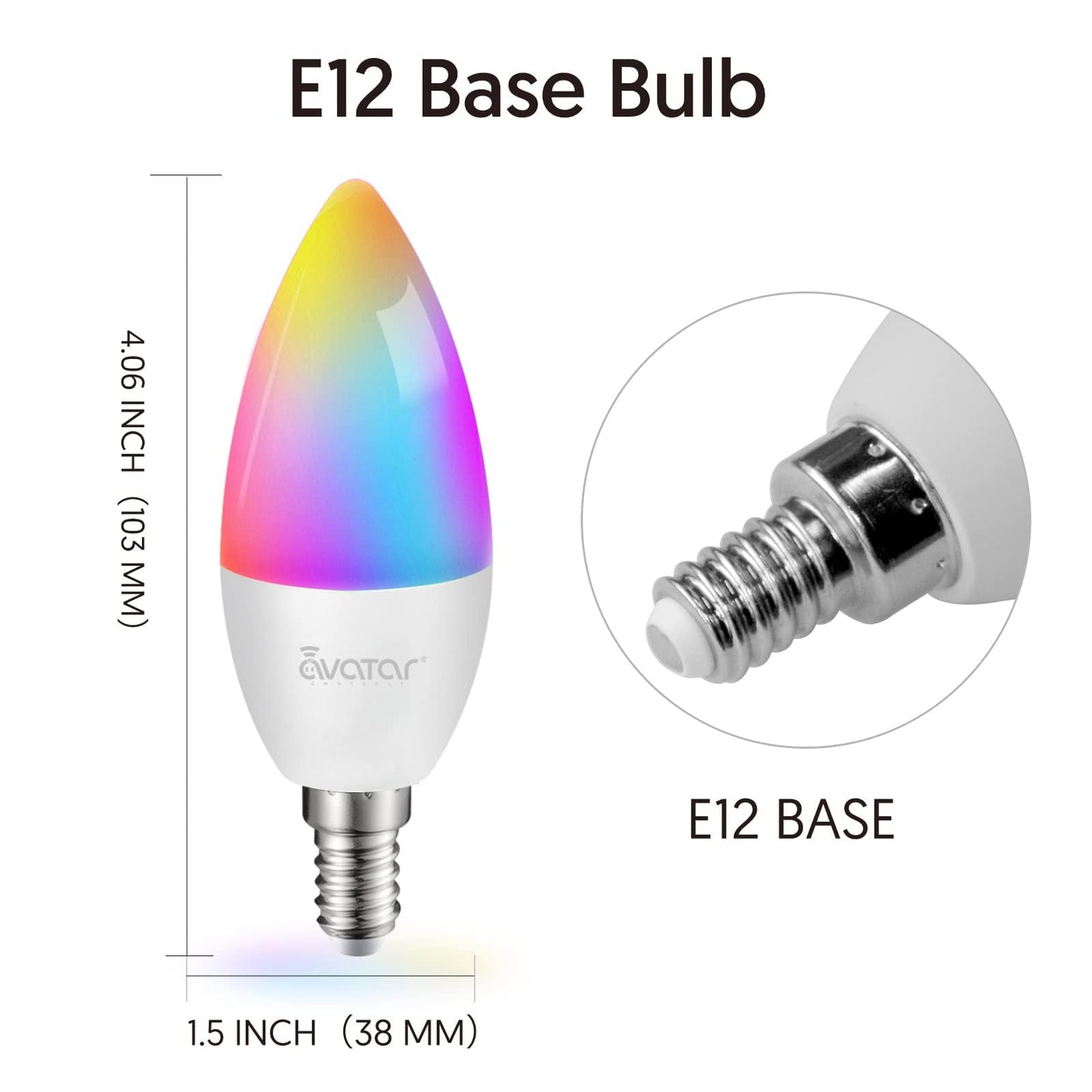 6 Pack E12 Smart Bulbs, Alexa WiFi Candelabra Smart Light Bulbs 5W 2700K-6500K Color Changing Dimmable RGBCW, Music Timer Ceiling Fan Smart B11 Candle Base Small LED Light Bulb, 2.4GHz WiFi