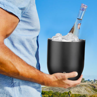 Snowfox Plus - Insulated Ice Bucket with Lid/Scoop, Premium Vacuum Insulated Stainless Steel Ice Buckets for Parties, Ice Box, Home Bar Accessories, Parties Supplies, Bar Decor, 3L, Marble