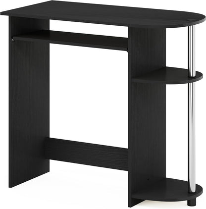 Furinno Simplistic Computer Desk with Keyboard Tray, Easy Assembly, Americano/Stainless Steel