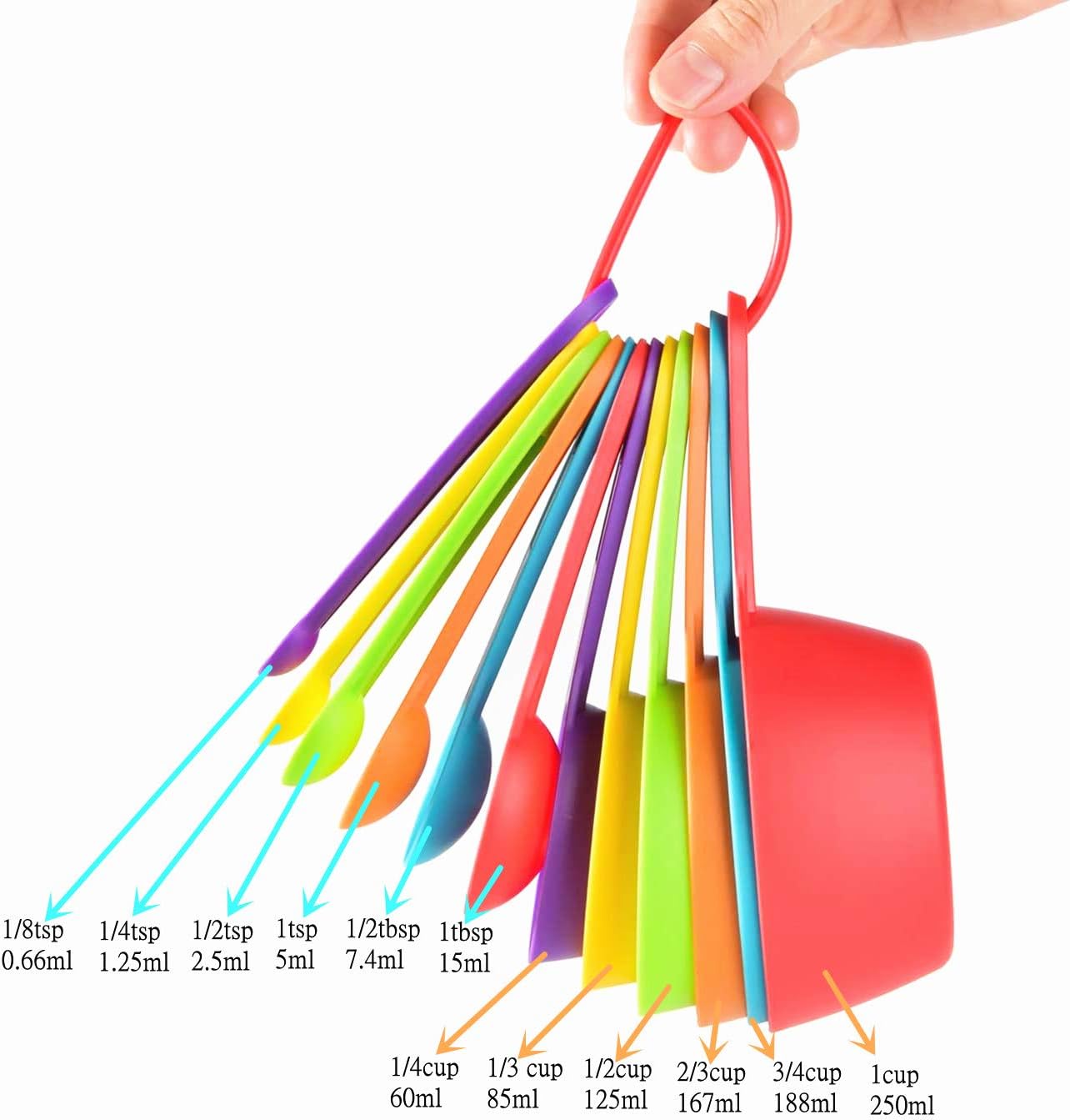 12-Piece Plastic Measuring Cup and Spoon Set, Random Colors for Kitchen Cooking and Bathing