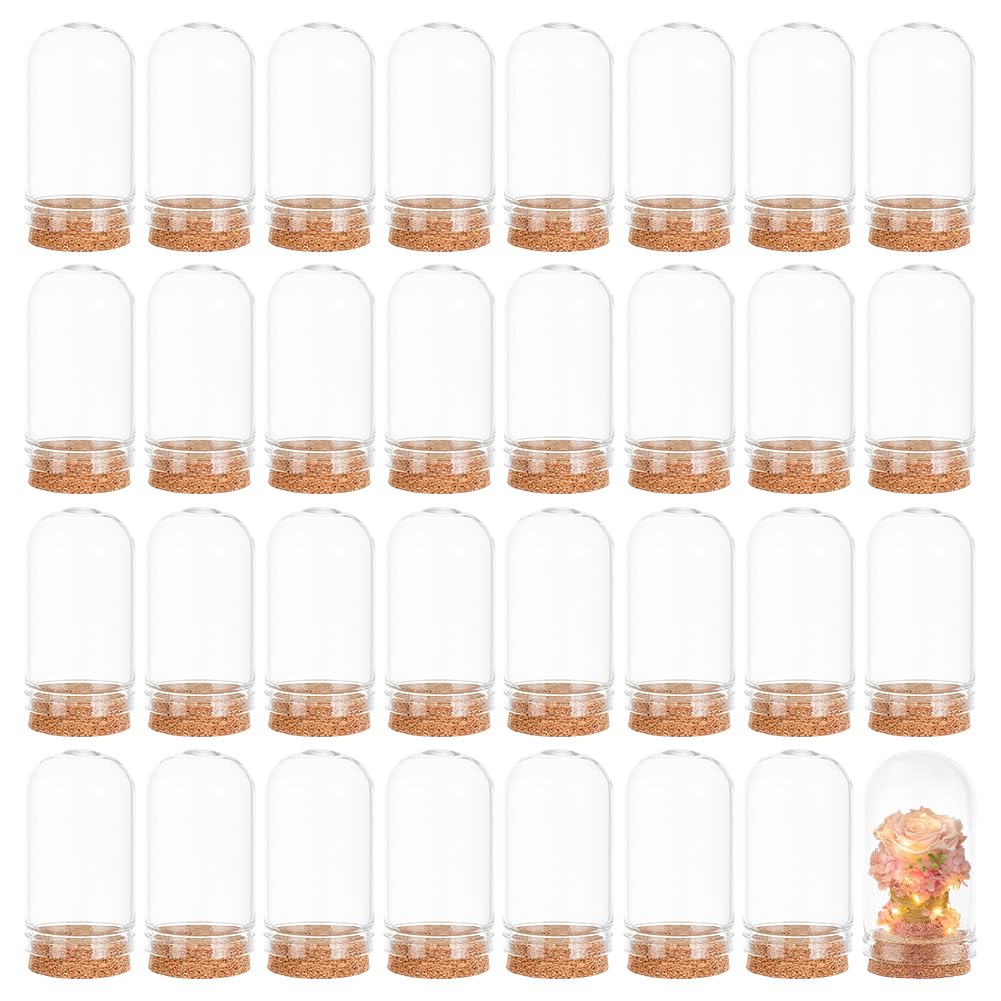 BENECREAT 32Pack 15ml Glass Jars Decorative Bottles with Cork Stoppers Display Dome Glass Display Cloche for Wedding Party Favors, Arts, Mother's Day Decorations