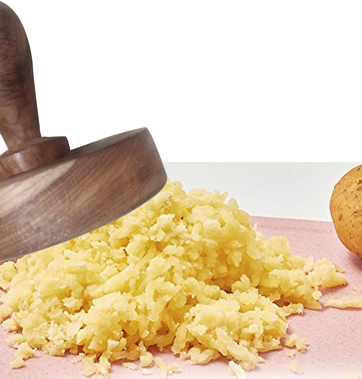 IndiaBigShop Potato Masher,masher for potatoes,Crusher,Wooden masher, Smooth Potato Masher Ricer Presser With Wooden