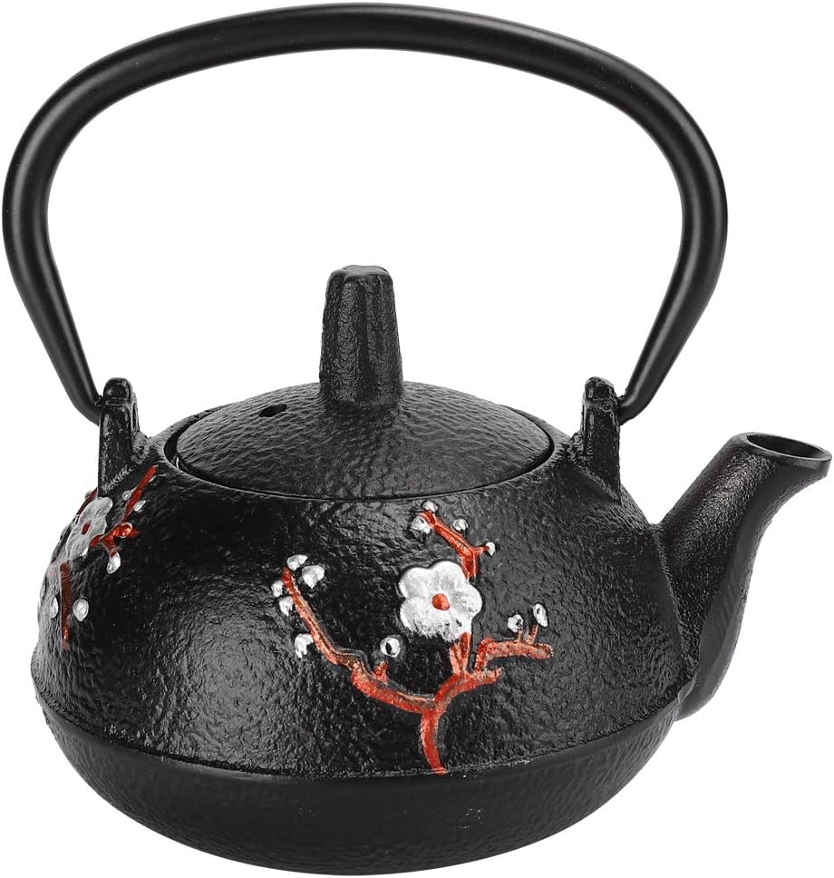 Teapot Stovetop Tea Kettle with Infuser, Uncoated Japanese Cast Iron, Black, 10 oz