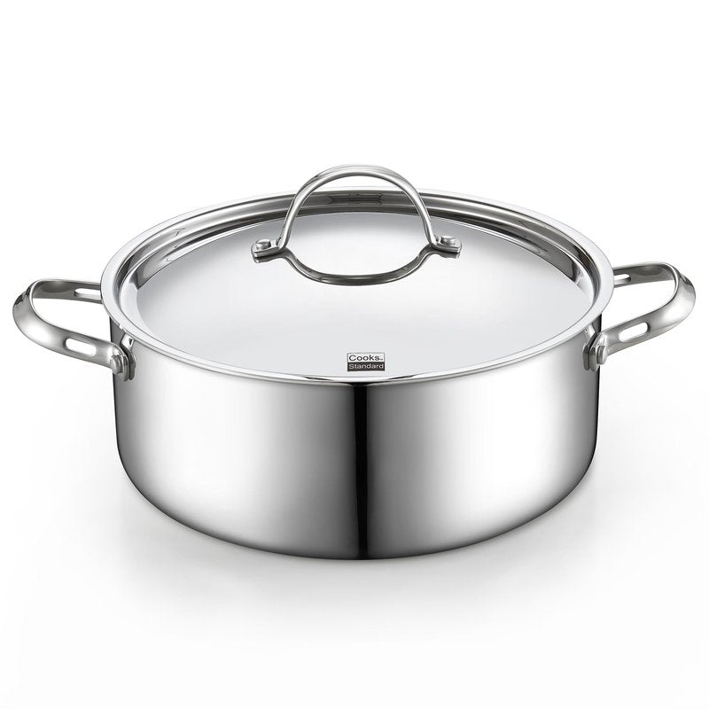 Cooks Standard Multi-Ply Clad 7 Quart Stock Pot, Stainless Steel Dutch Oven