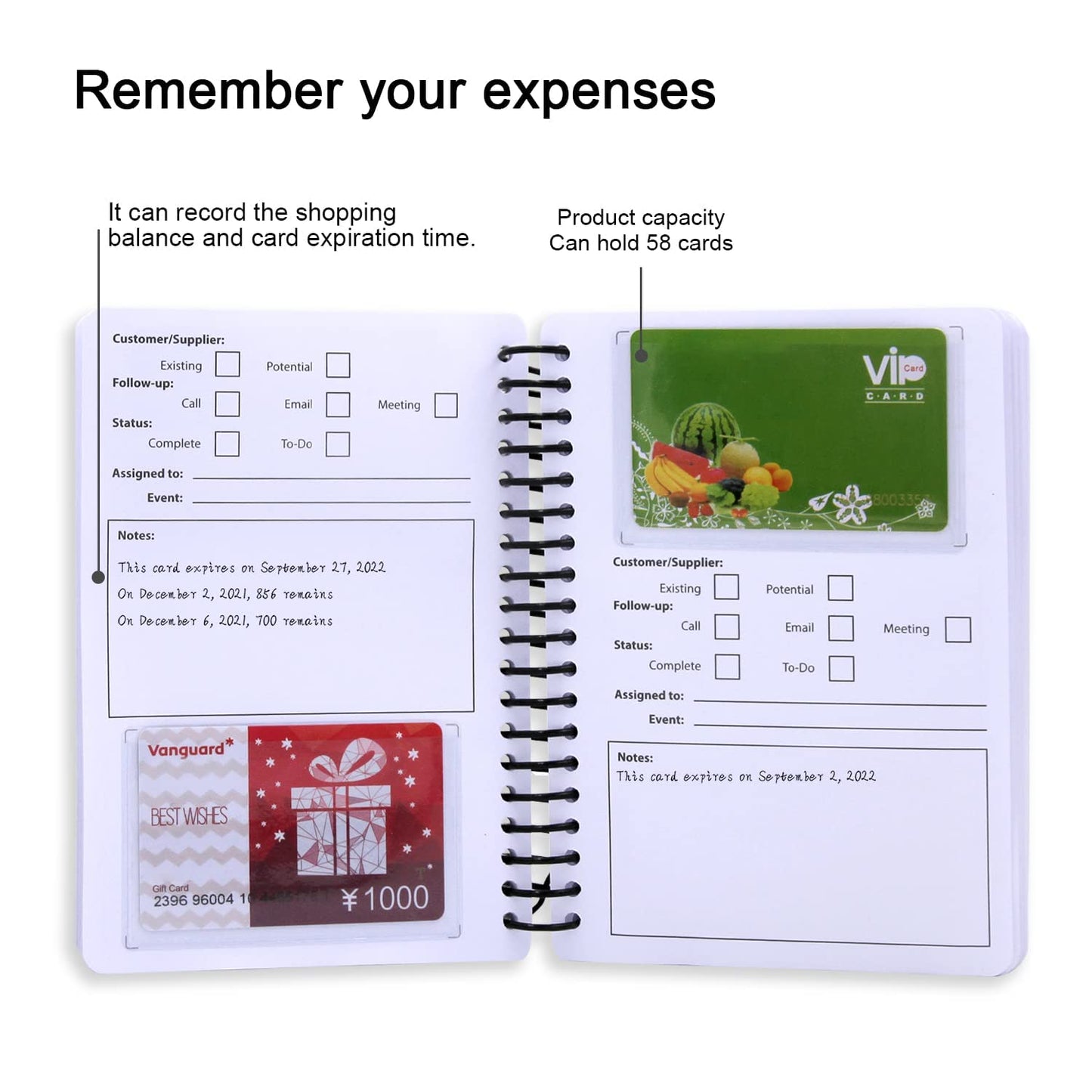 Business Card Organizer Business Card Holder Book, Portable Credit Card Organizer, Managing All Card Holder Notebook, Card Holder Manage and Remind Important Matters of Card, Capacity: 58 Crads