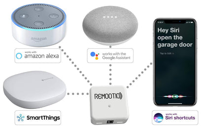 Remootio 2 WiFi and Bluetooth Smart Garage Door opener with iOS and Android App, Apple Home (HomeKit), Amazon Alexa, Google Home, SmartThings, Siri Shortcuts compatible. With sensor and power adapter.