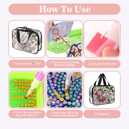 LSQFS DIY Diamond Painting Toiletry Bag, Large Clear PVC Cosmetic Organizer, Portable Travel Makeup Pouch with Rhinestone Decor, Diamond Art Kit for Adults, Ideal Gift for Women and Craft Lovers