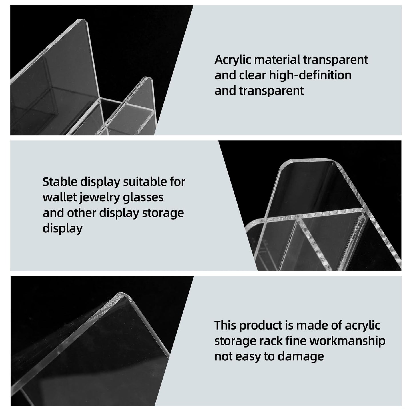 Acrylic Wallet Display Stand Purse Handbag Organizer, Clear Jewelry Riser Display Stand Purse Display Rack, Acrylic Display Shelf for Cosmetic Perfume Jewelry Sunglasses Handbag (2 PCS-4 Tier)